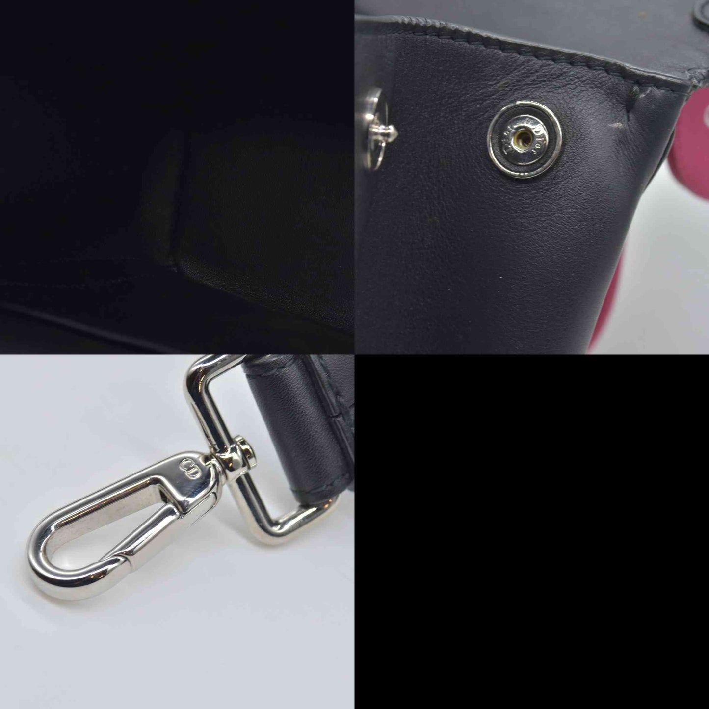 $6100 Christian Dior Smooth Calfskin Small Bi-Color Be Dior Flap Black Pink CONSIGNMET