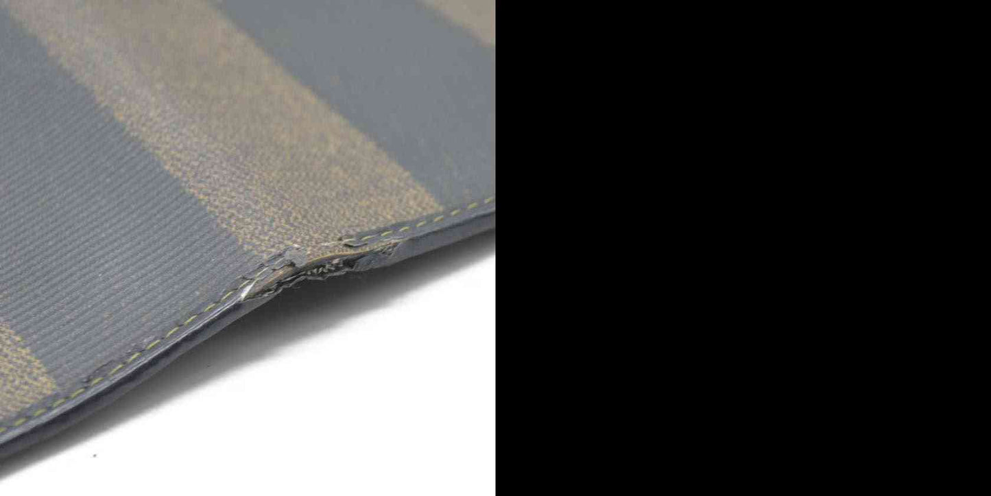 AUCTION $750 Fendi  Pequin Striped Flap Wallet Tobacco