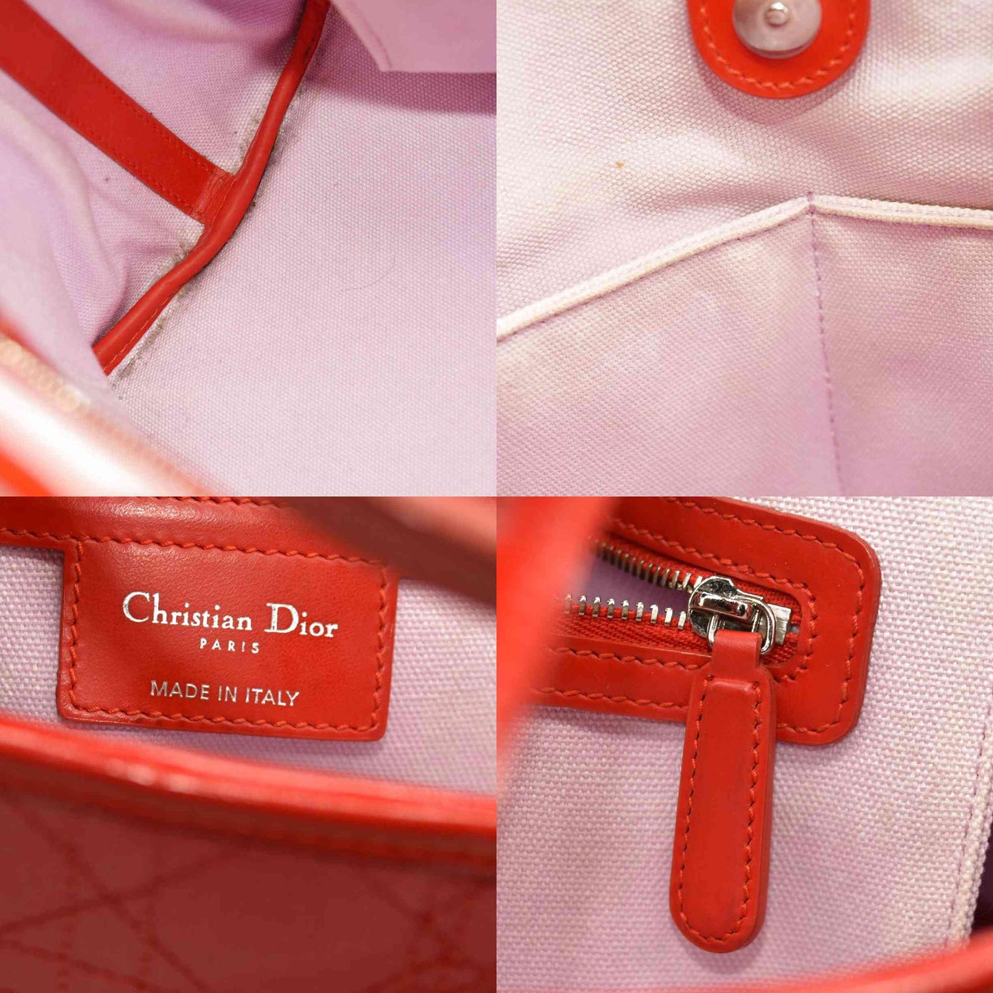 Christian Dior  Coated Canvas Cannage Panarea Shopping Tote Red