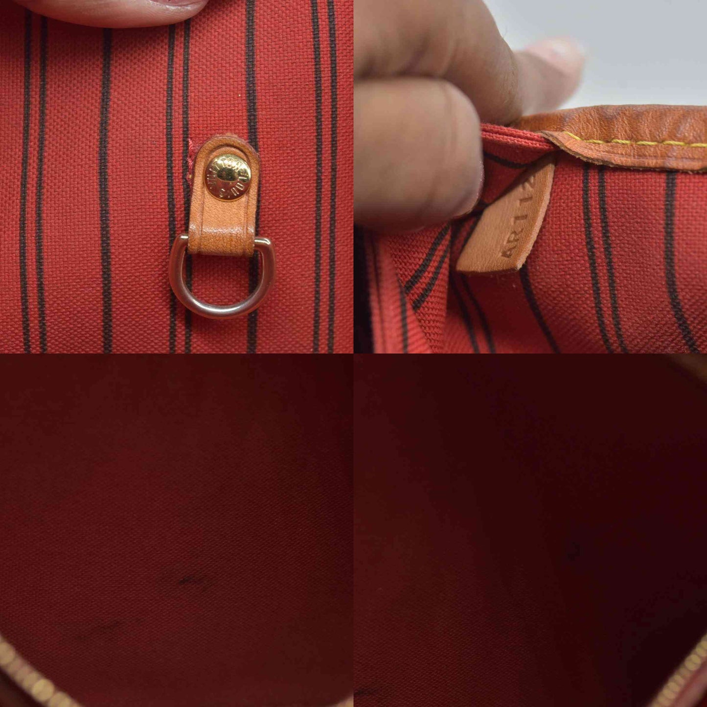 $2170 Louis Vuitton Monogram Neverfull MM Cherry AR1127