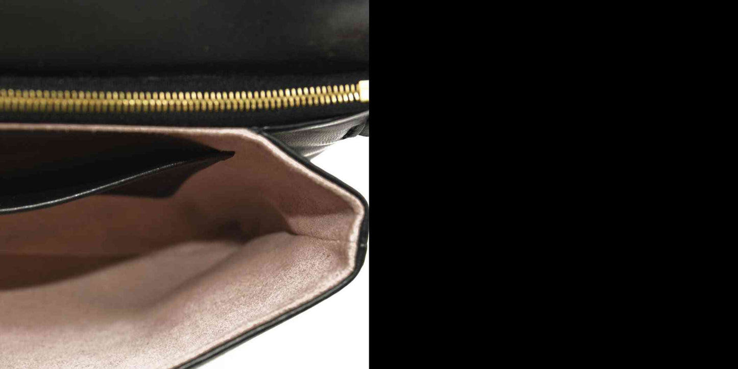 LOUIS VUITTON Lambskin Embossed Monogram Pochette Coussin Black