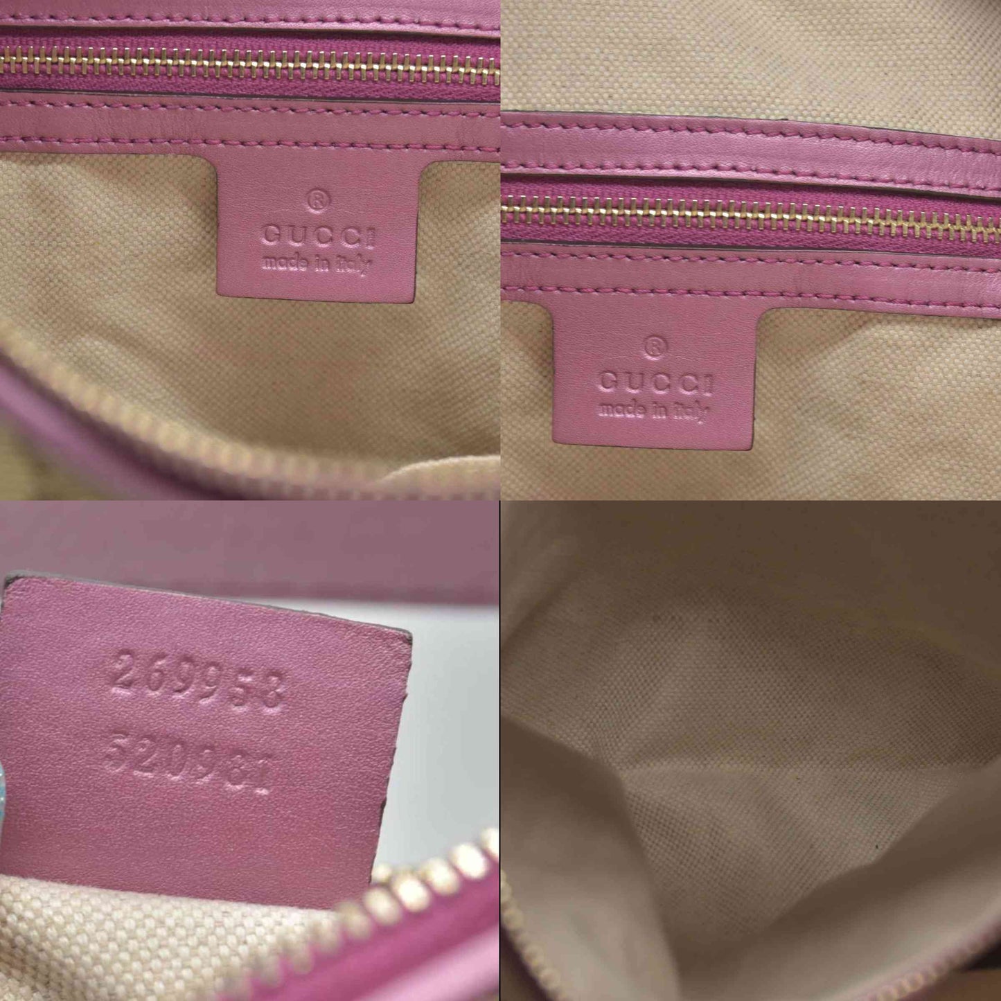 $1050 Gucci Beige Pink GG Canvas Heart-Bit Hobo Bag