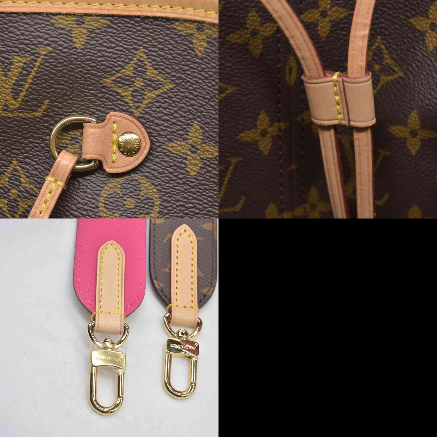 $2450 Louis Vuitton REVERSIBLE Neverfull Bandoulière Inside Out MM Rose Pondichery