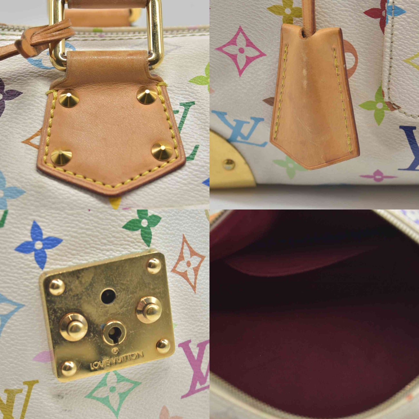 $3150 2007 Louis Vuitton Speedy 30 Monogram Multicolor White Murakami SP4077