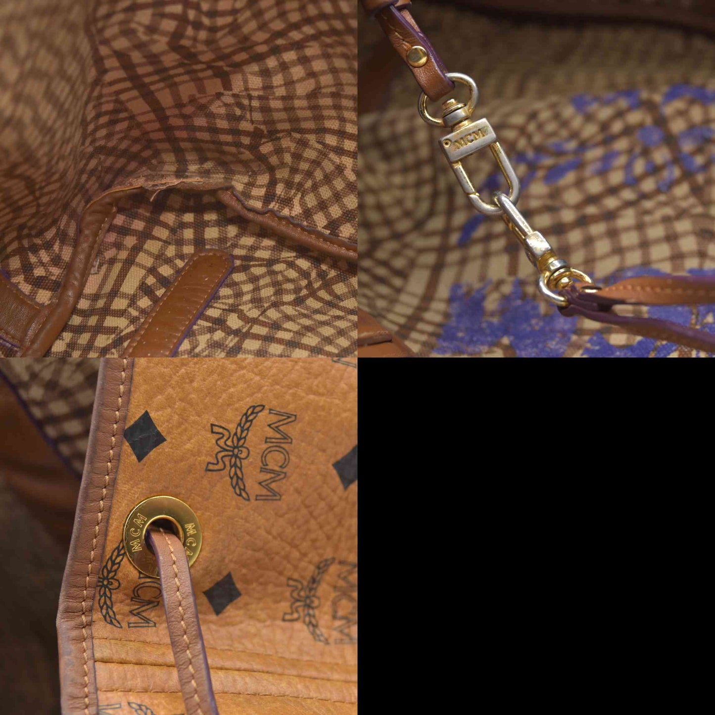 $740 MCM  Visetos Large Liz Reversible Shopper Tote Cognac
