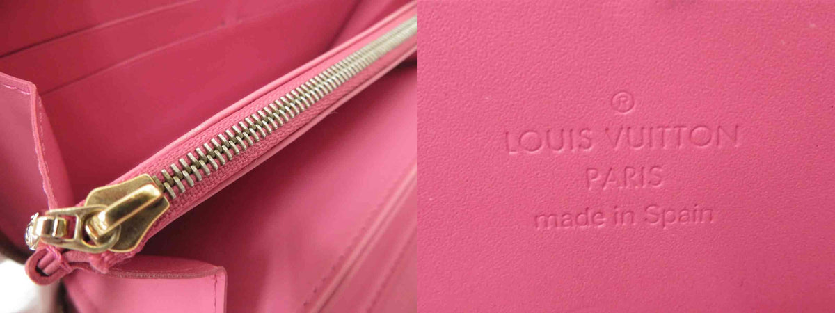 $970 2006 Louis Vuitton Vernis Zippy Wallet Rose Litchi CA0096