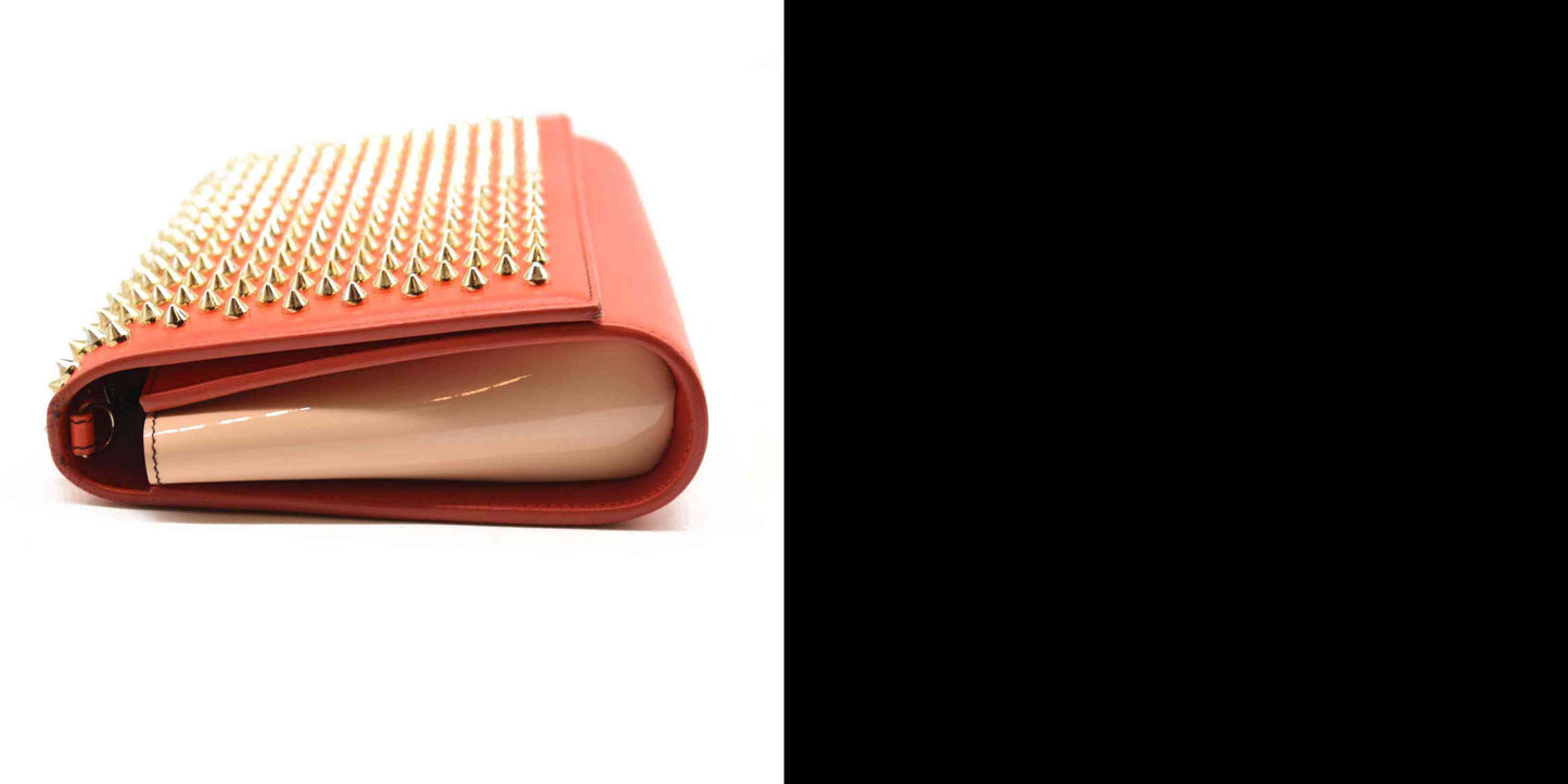 CHRISTIAN LOUBOUTIN Calfskin Spikes Paloma Clutch Red