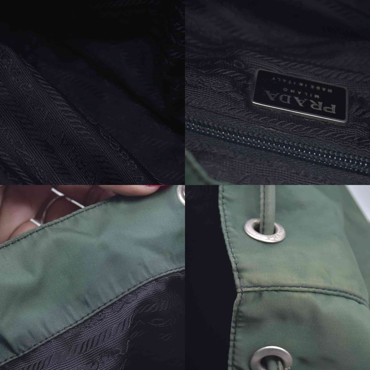 $1450 PRADA Vela Tessuto Nylon Pocket Backpack Army Green CONSIGNMENT 10021350