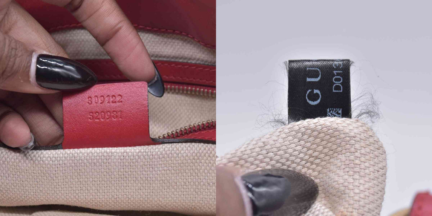 $1250 Gucci Monogram Valentine Tote Red