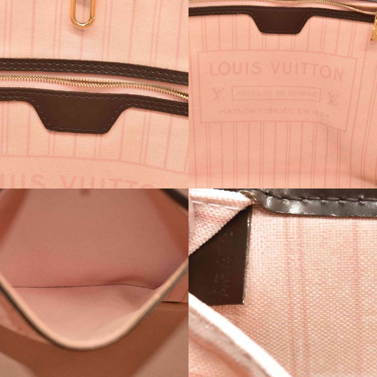 LOUIS VUITTON  Damier Ebene Neo Neverfull MM Rose Ballerine