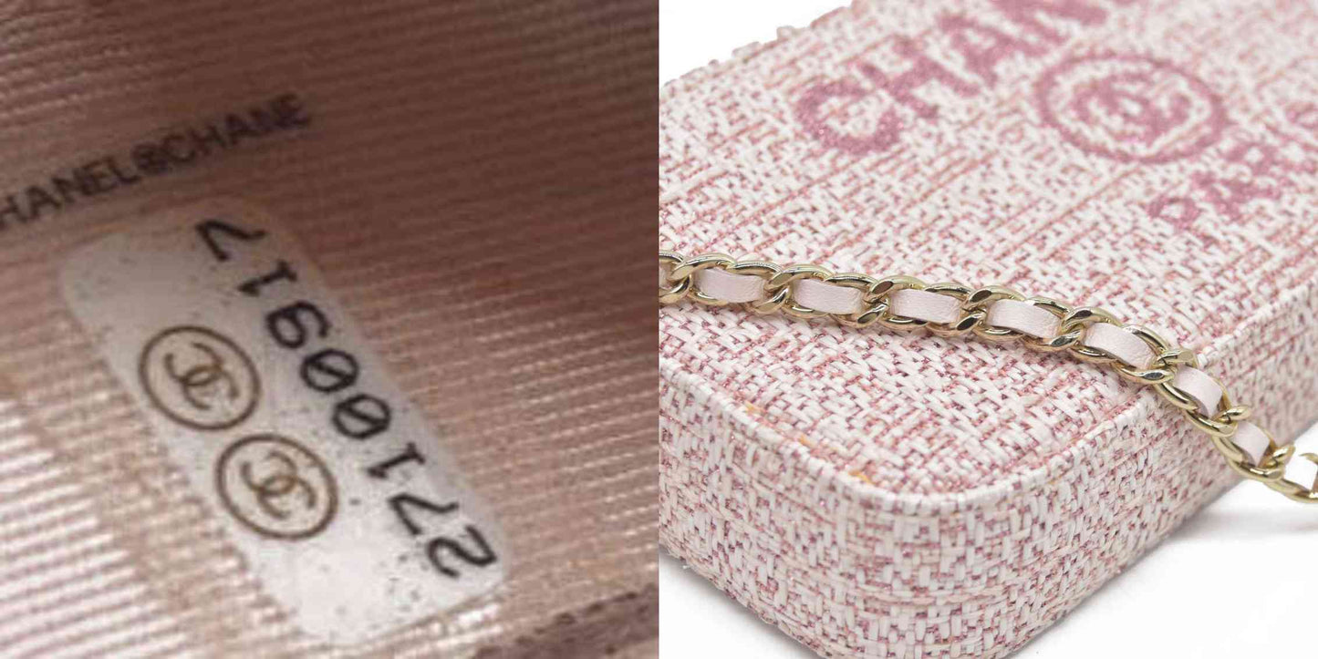 $4500 Chanel  Canvas Small Deauville Clutch With Chain Pink