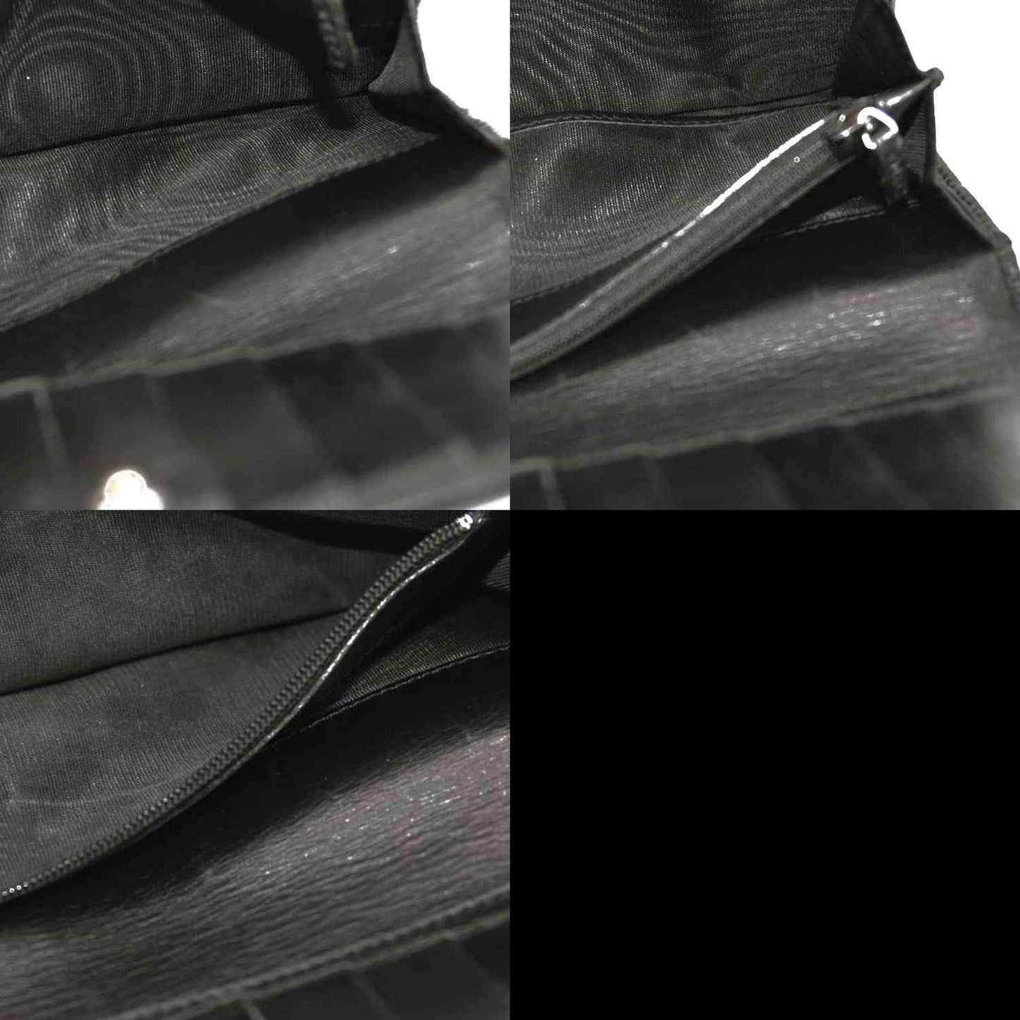 GUCCI Logo Leather Long Bifold Wallet Black