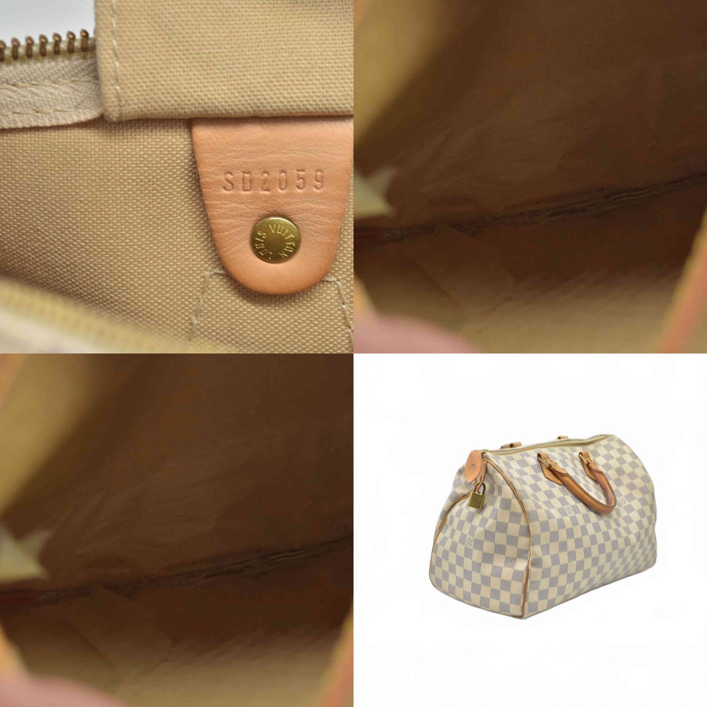 $1730 2009 Louis Vuitton Damier Azur Speedy 35 SD2059