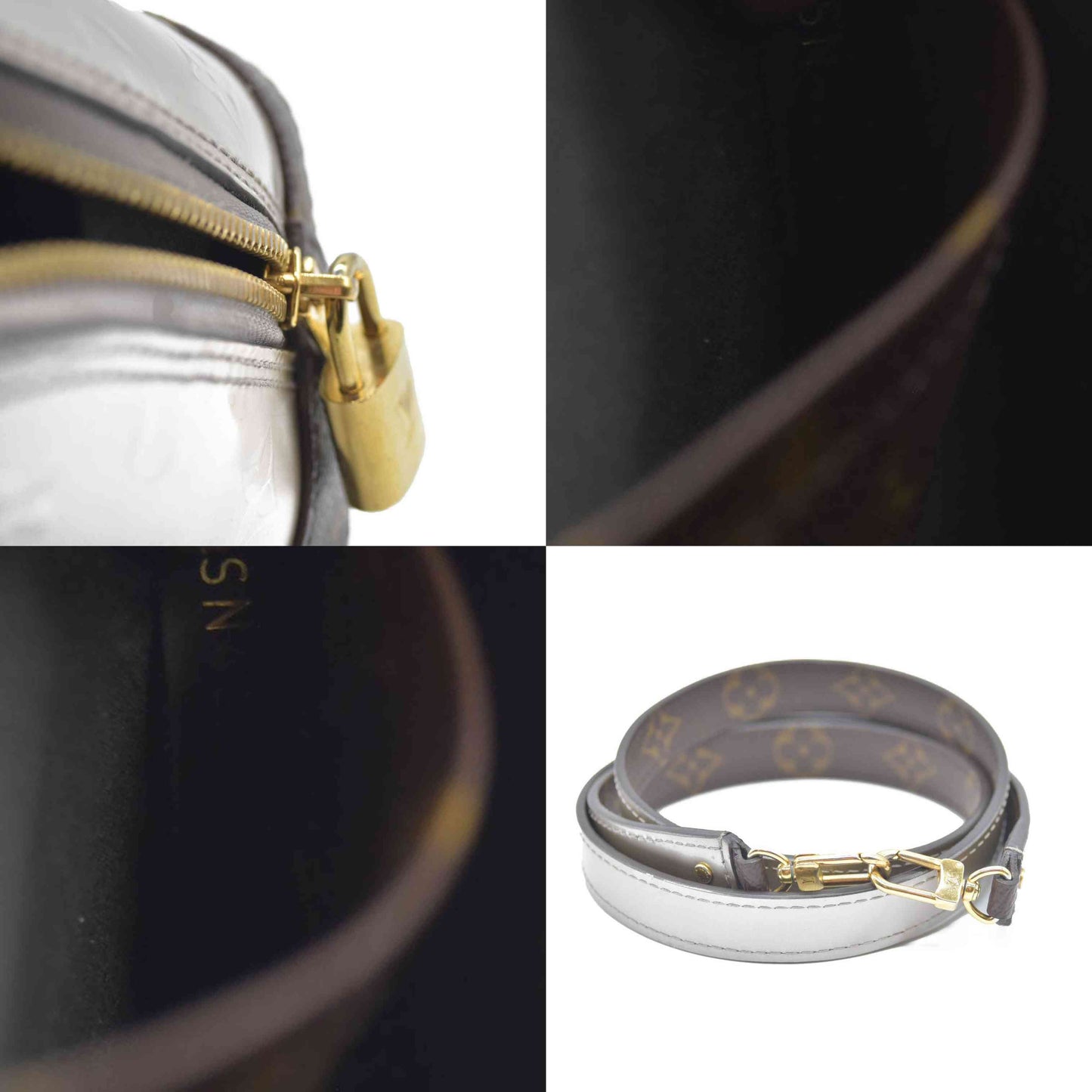 $1940 Louis Vuitton  Vernis Monogram Alma BB Taupe Metallise Crossbody