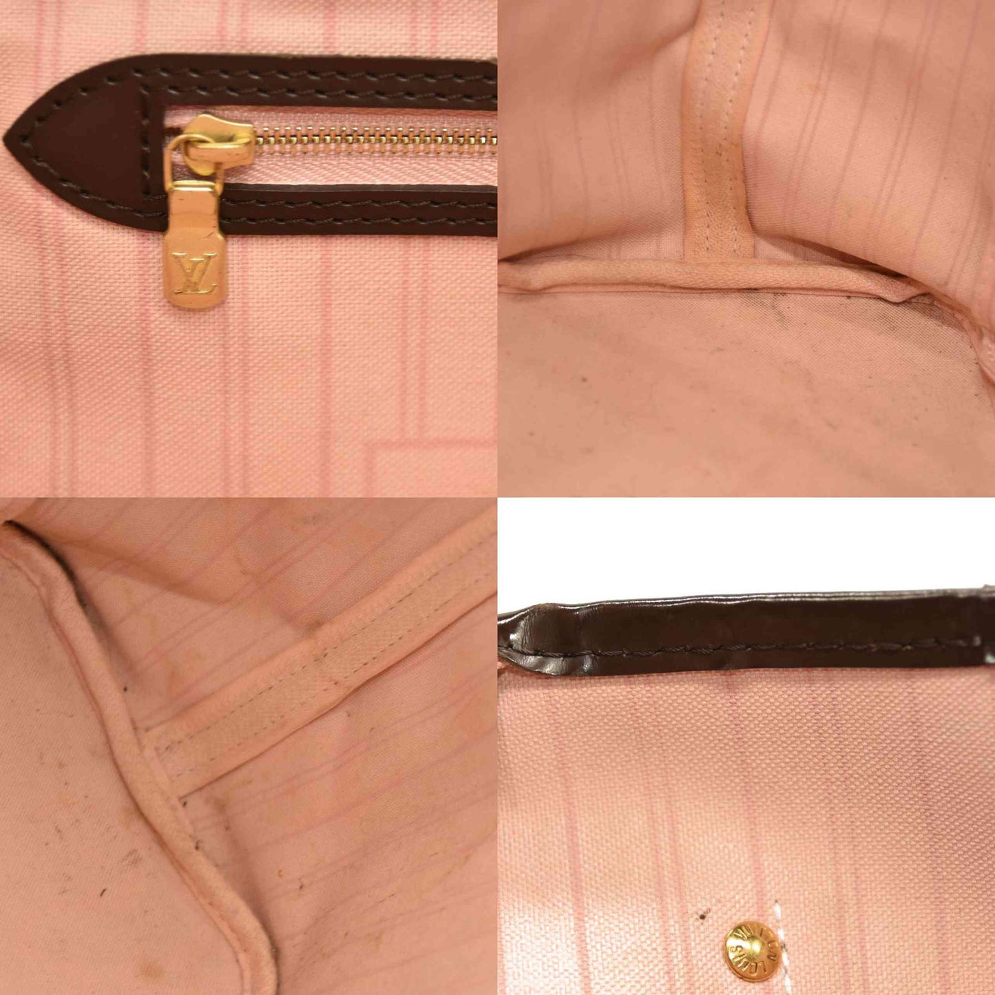 Louis Vuitton  Damier Ebene Neo Neverfull MM Rose Ballerine - Minor Stains on interior