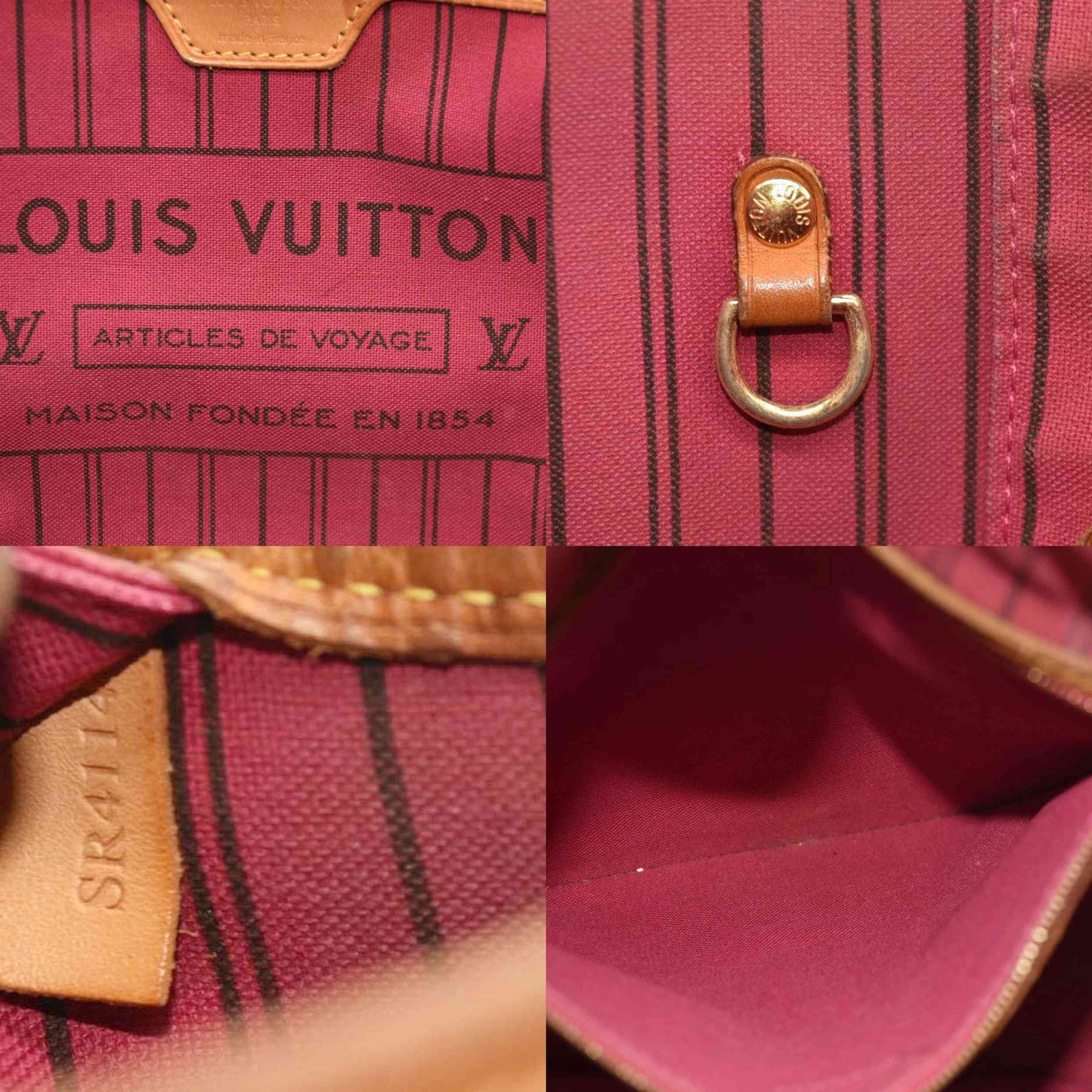 LOUIS VUITTON Monogram Neverfull MM Fuchsia SR4114