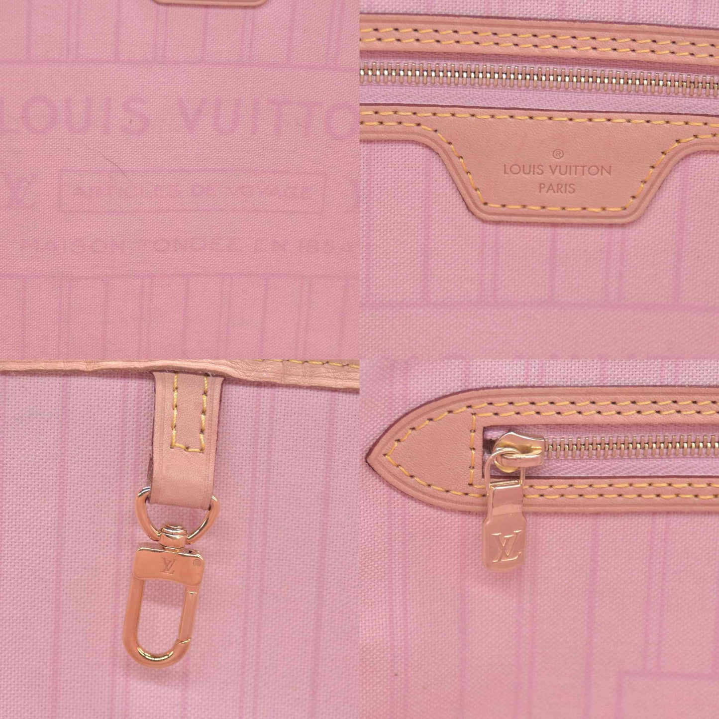 $2240 Louis Vuitton Damier Azur Neo Neverfull MM Rose Ballerine with Pouch RFID