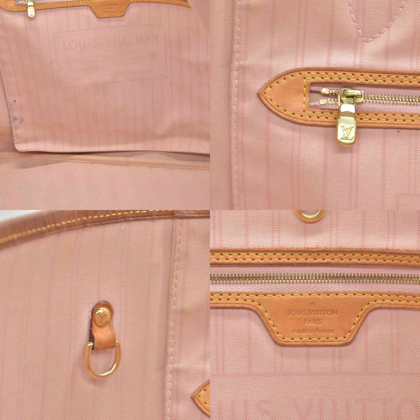 $2240 Louis Vuitton FL2156 2016 Damier Azur Rose Ballerine Neverfull GM