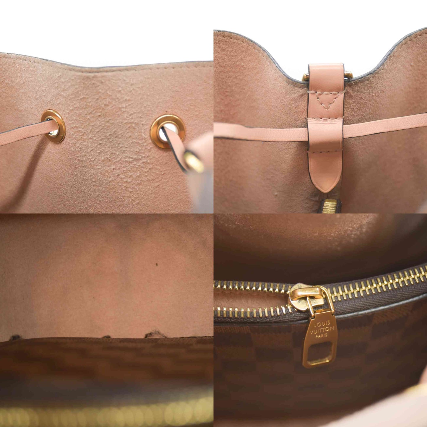 AUCTION $2300 Louis Vuitton  Damier Ebene Neonoe MM Venus Pink