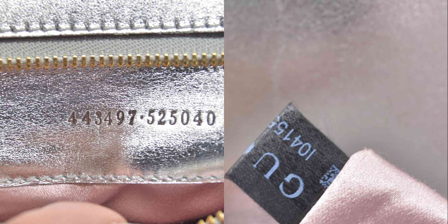 $3600 Gucci Iridescent Nappa Chevron Matelasse Small GG Marmont Shoulder Bag Iridescent Escape Pink