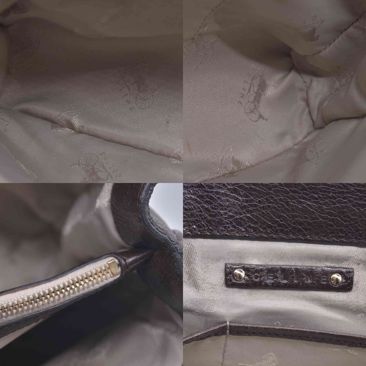 $1250 CELINE Metallic Leather Boogie Tote Bag Silver CONSIGNMENT 10021355