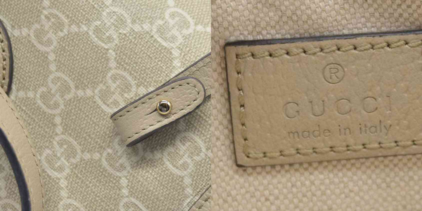 $1900 Gucci GG Supreme Monogram Textured Dollar Calfskin Mini Ophidia Shoulder Tote Bag Bag Beige Mystic White Oatmeal