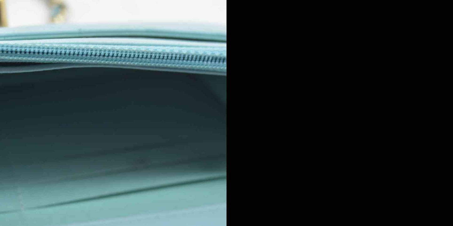 $3800 Chanel Trendy Chevron Wallet On A Chain Quilted Front Flap Turquoise 2019