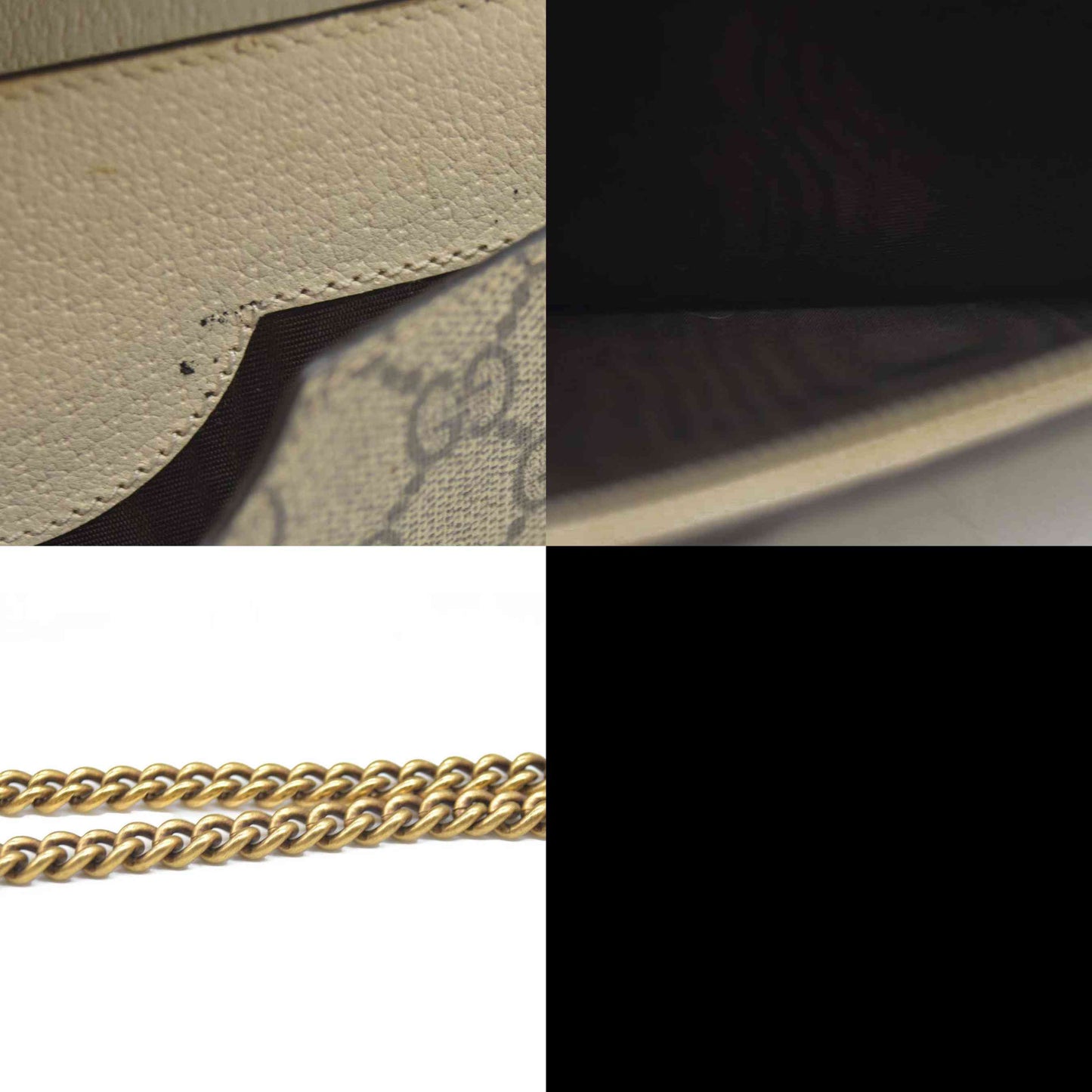 Gucci  GG Supreme Monogram Web Queen Margaret Chain Wallet White