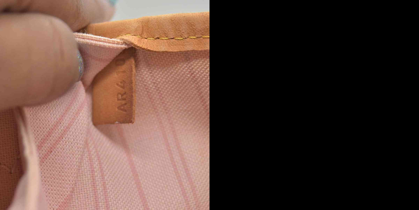 $2170 2019 Louis Vuitton Damier Azur Neverfull MM Rose Ballerine AR4109