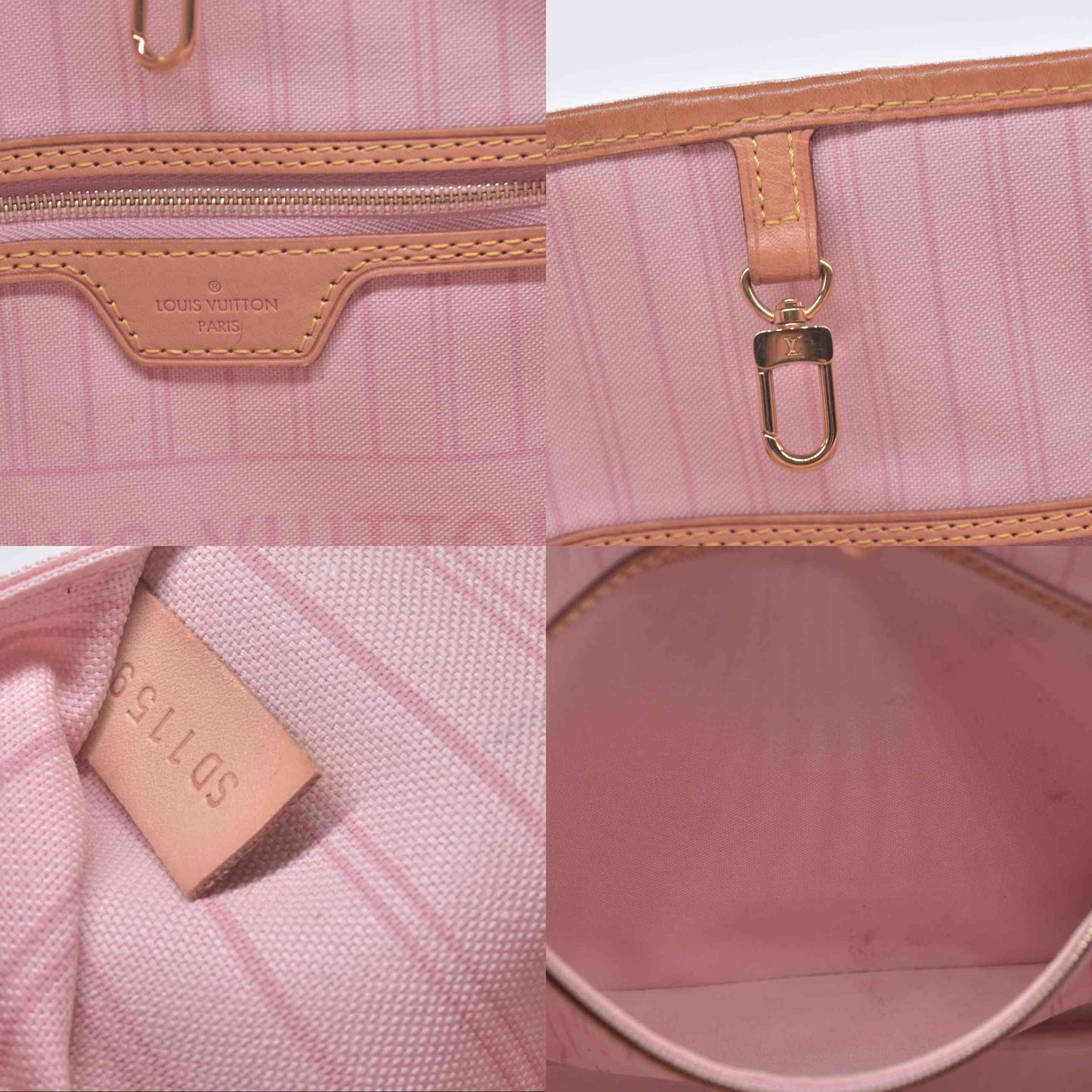 $2240 2019 Louis Vuitton Damier Azur Neo Neverfull GM Rose Ballerine