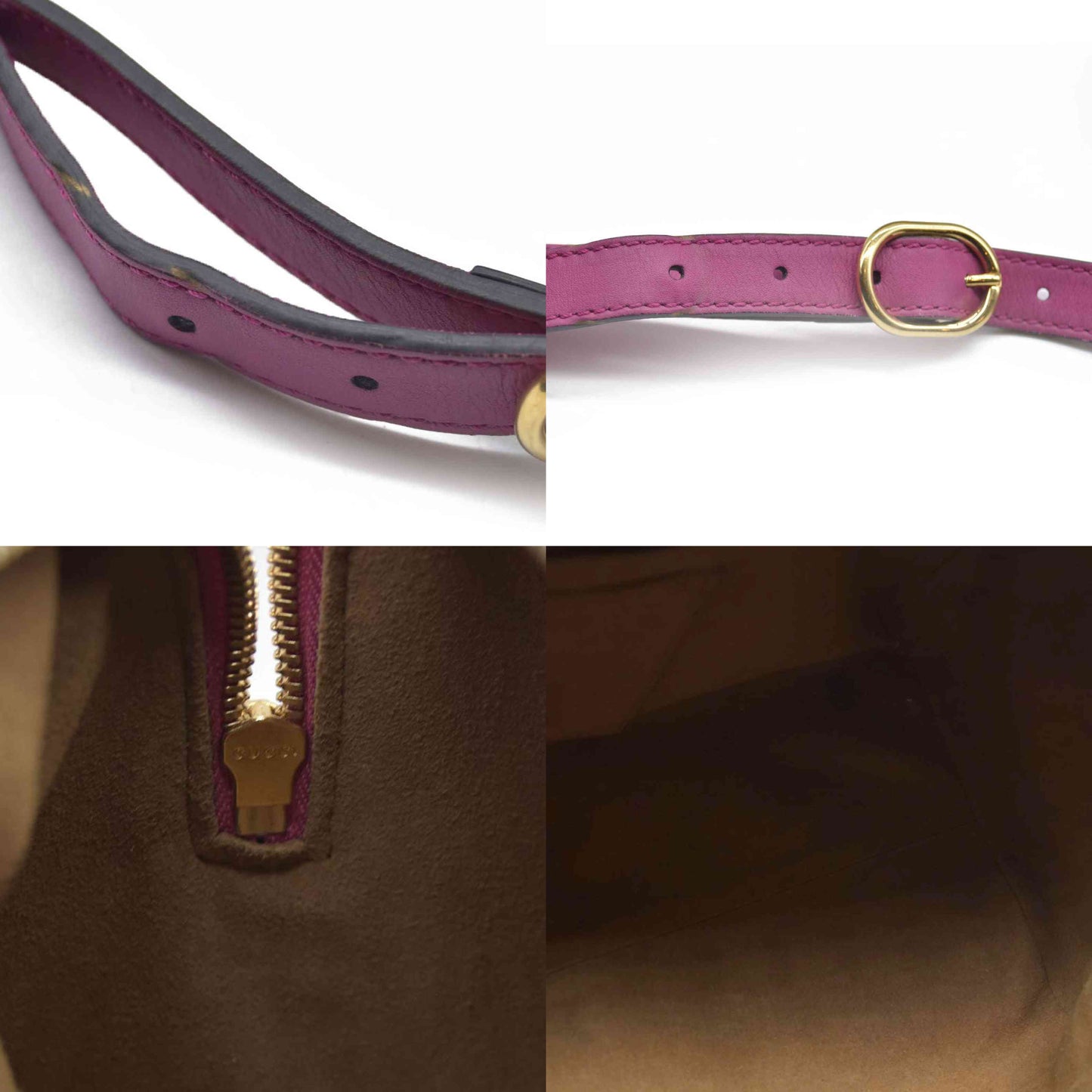 $2980 Gucci GG Supreme Monogram Moon Calfskin Small Boston Beige Ebony Hibiscus Red New Rosette