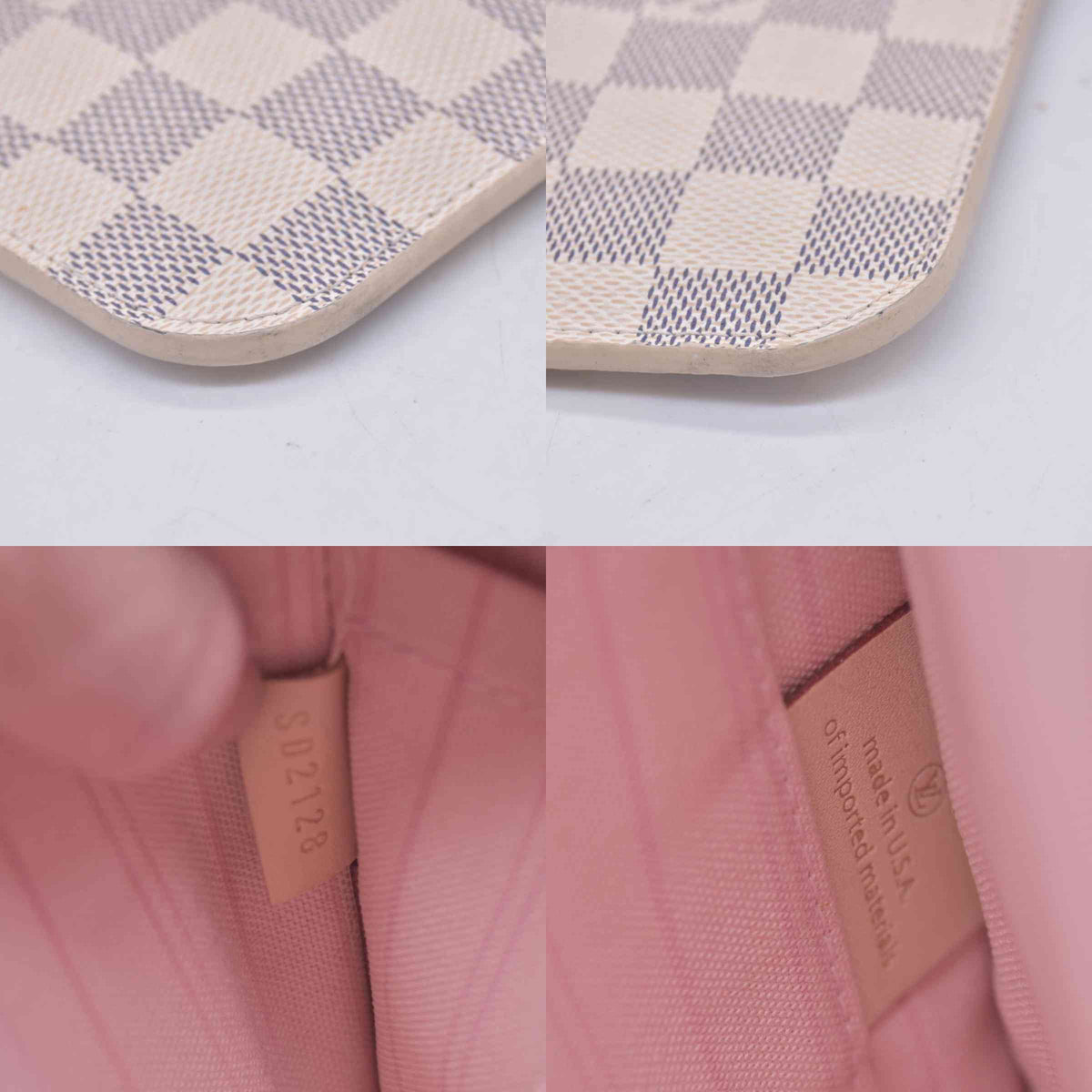 $2240 2018 Louis Vuitton Damier Azur Neverfull MM Rose Ballerine with Pouch 10021297