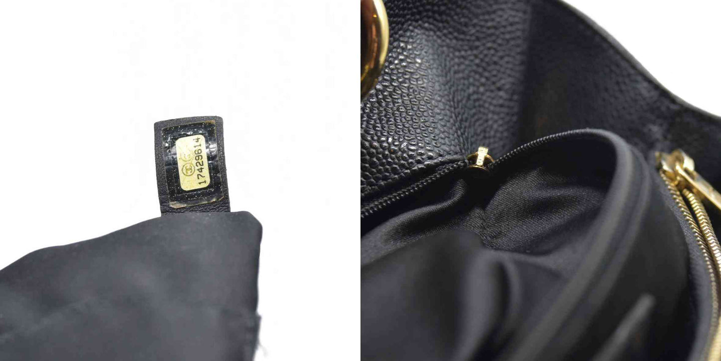 AUCTION $2900 Chanel  Caviar Quilted Grand Shopping Tote GST Black