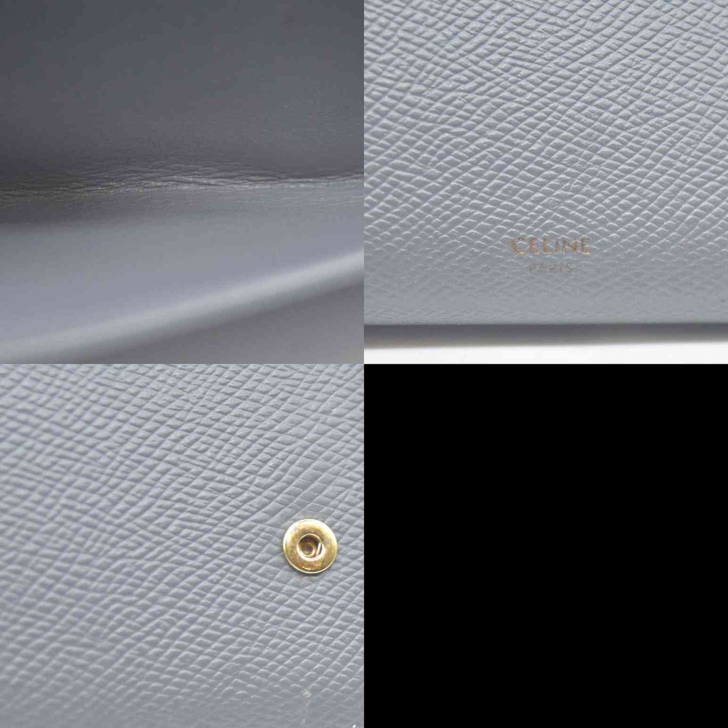 AUCTION $750 CELINE Large Flap MultiFunction Leather Long Bifold Wallet Gray