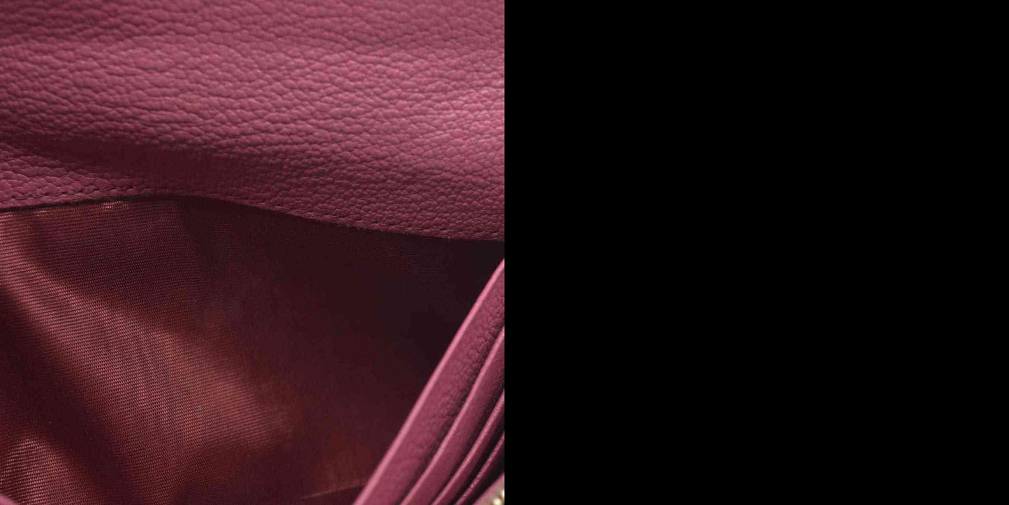 MIU MIU Ribbon Studs Leather Long Bifold Wallet Pink