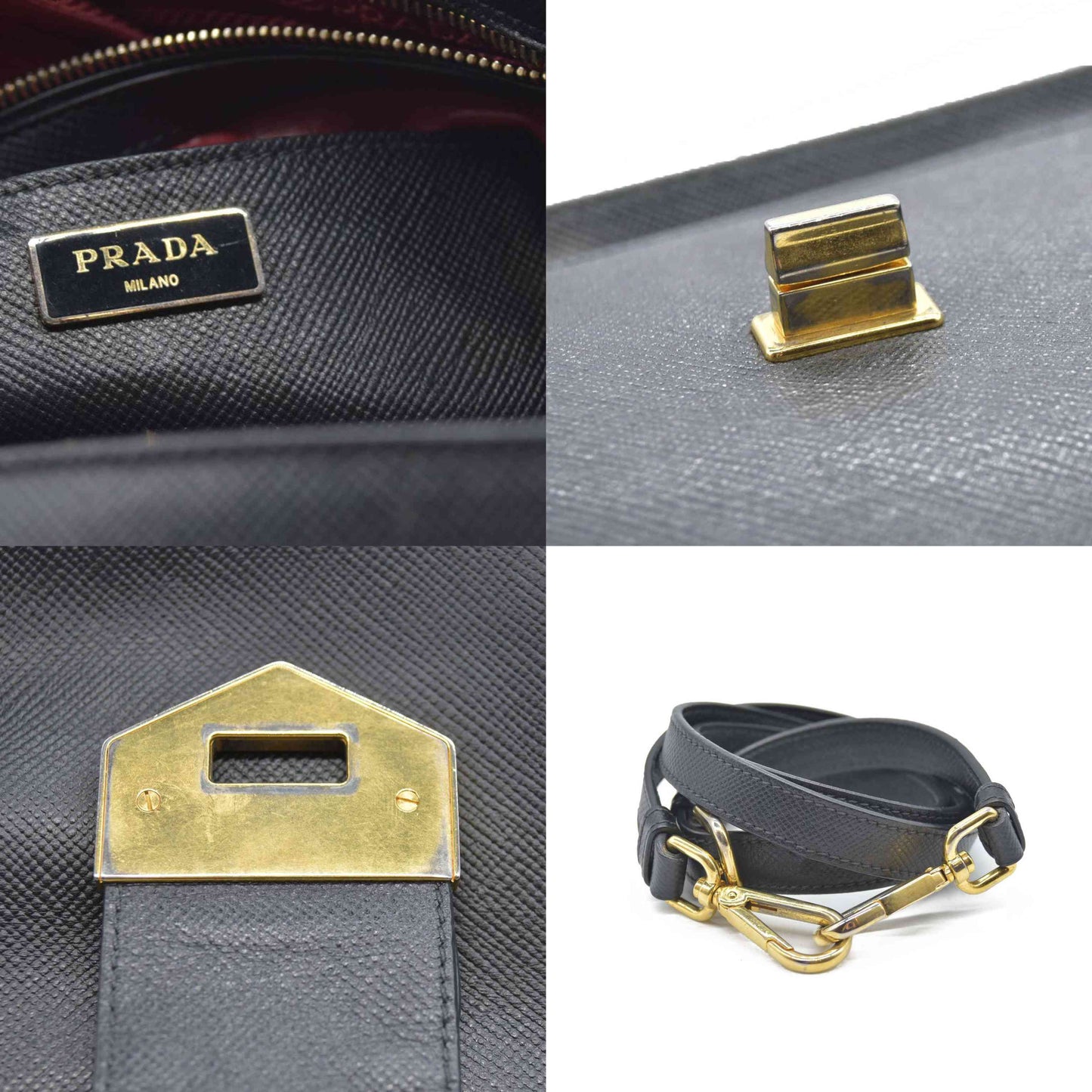 AUCTION $3450 Prada Black Leather Promenade Studded Satchel