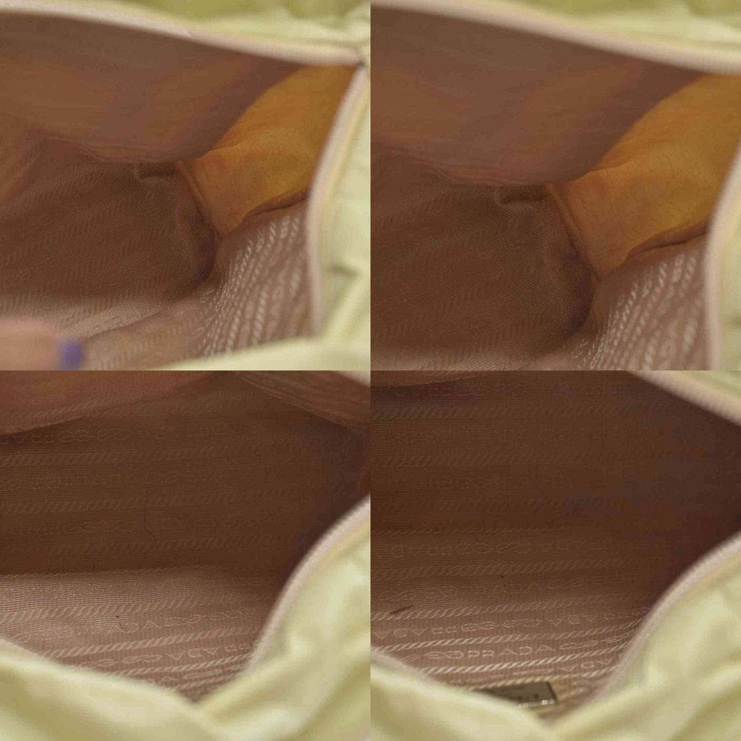 $2520 CONSIGNMENT PRADA Chain Shoulder Bag Nylon Beige