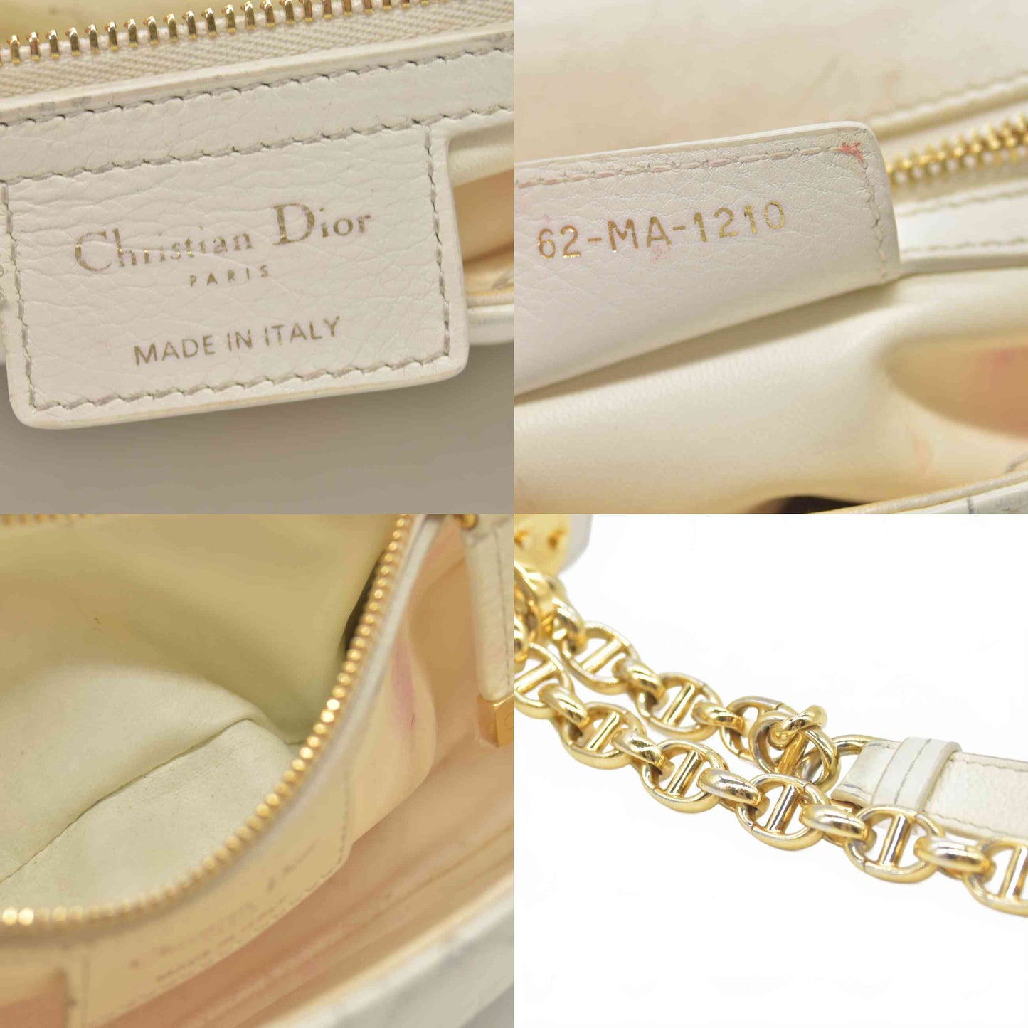 $4400 Christian Dior Lambskin Cannage Small Caro Bag Ivory