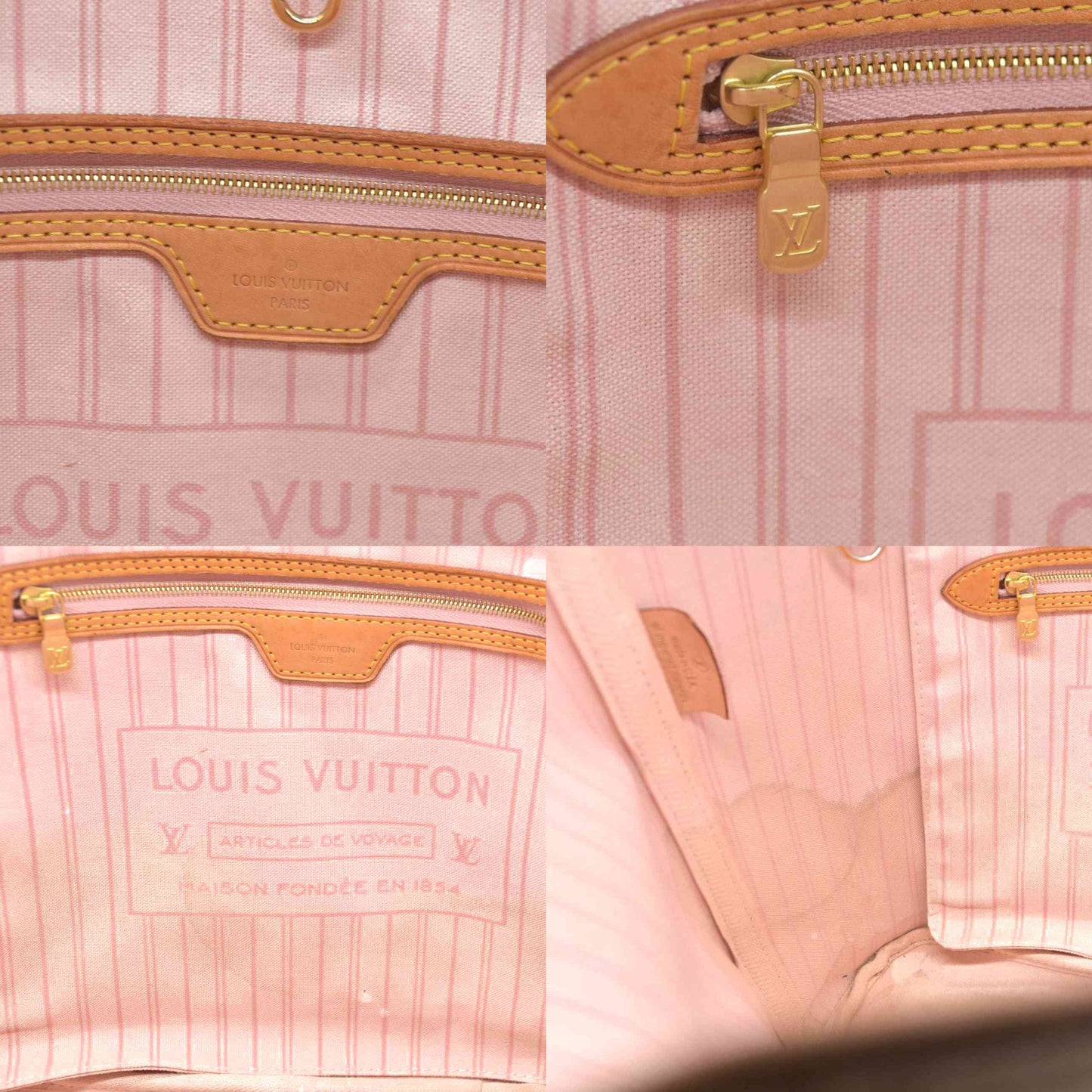 $2170 Louis Vuitton Damier Azur Neverfull SD2199 Rose Ballerine 2019