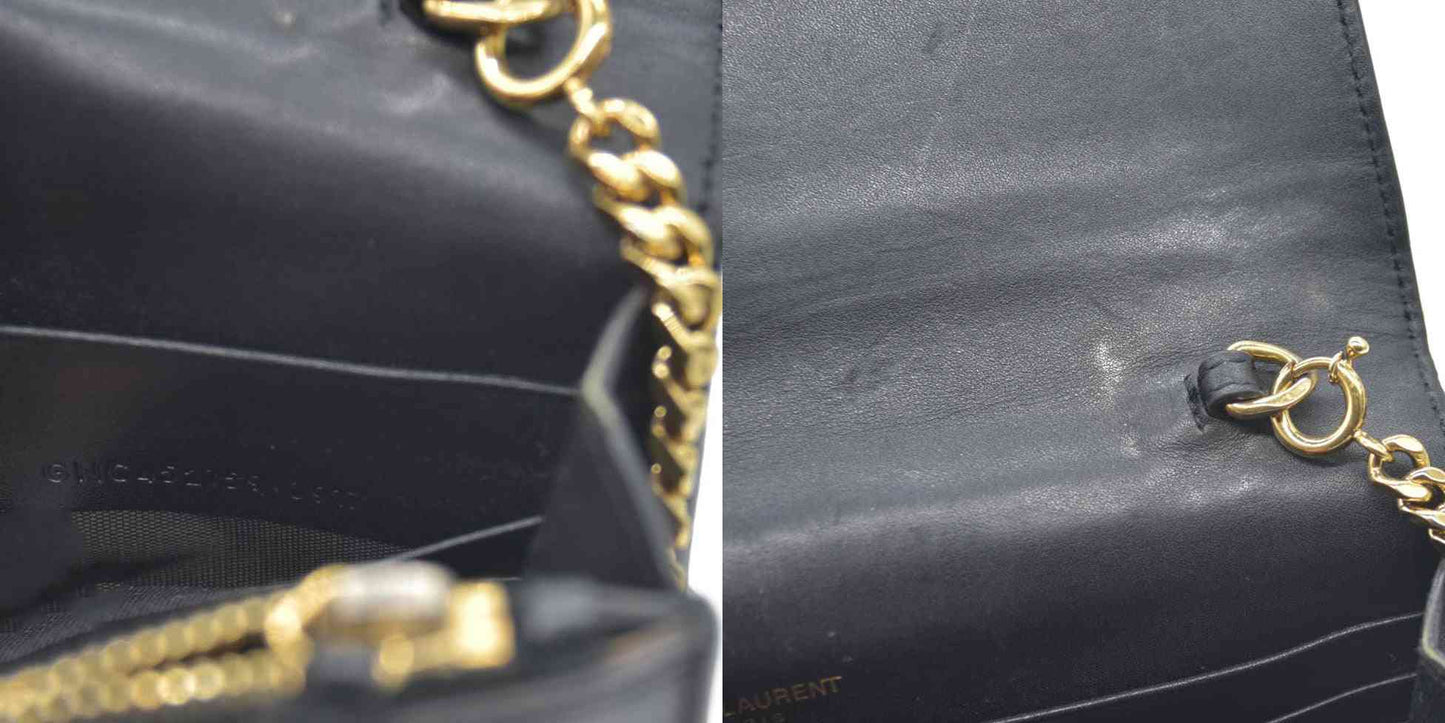 AUCTION $2400 Saint Laurent  Grain De Poudre Medium Classic Monogram Kate Tassel Satchel Black