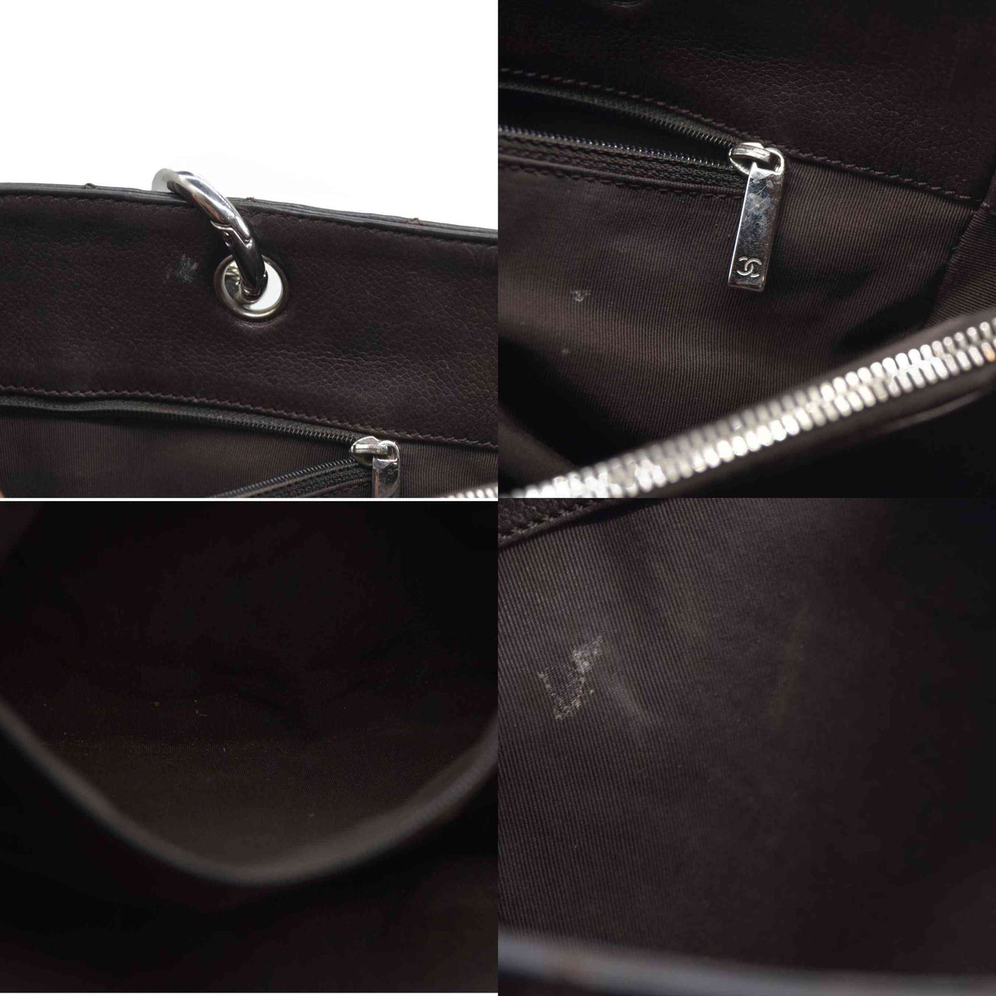 AUCTION $2900 Chanel  Caviar Quilted Grand Shopping Tote GST Brown Silver Hardware 2009