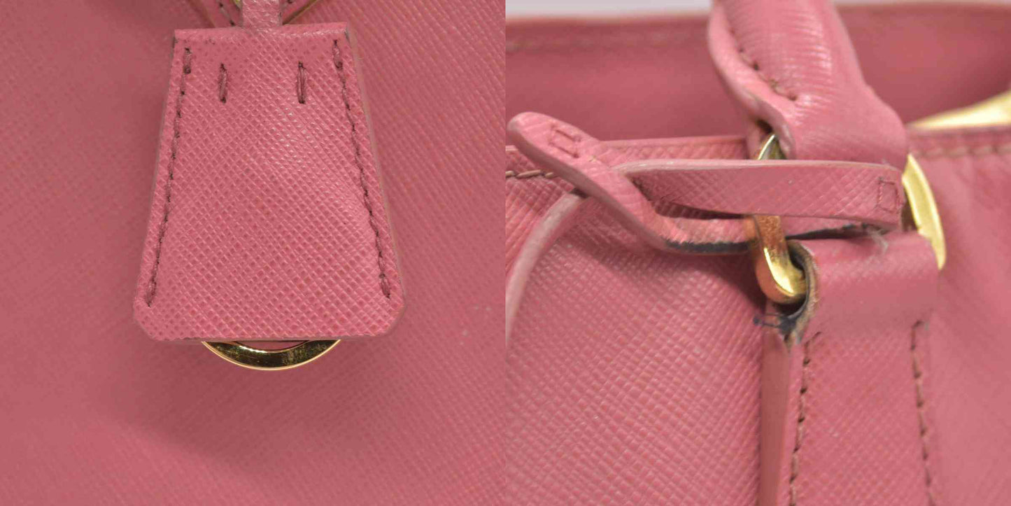 $4500 Prada Saffiano Lux Large Galleria Double Zip Tote Pink