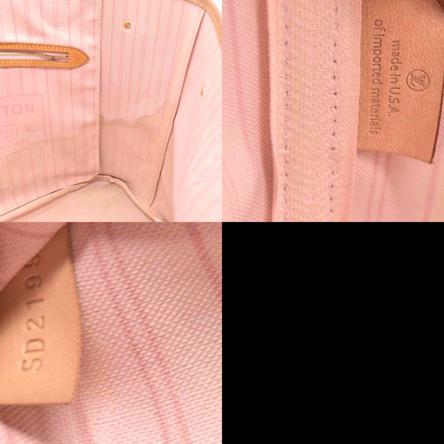 $2170 Louis Vuitton Damier Azur Neverfull SD2199 Rose Ballerine 2019