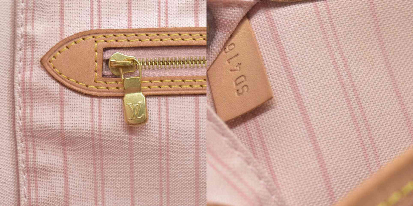 $2200 Louis Vuttion Damier Azur Neverfull GM SD4169 Rose Ballerine