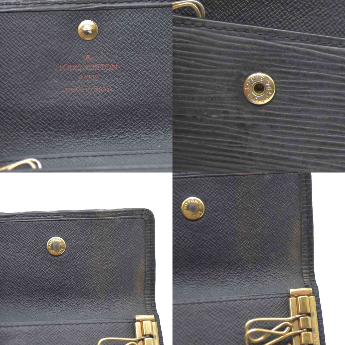 Yves Saint Laurent YSL Logo Leather 6 Ring Key Case Black