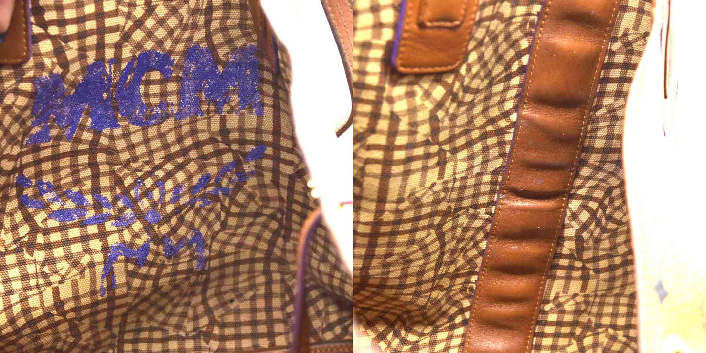 $740 MCM  Visetos Large Liz Reversible Shopper Tote Cognac