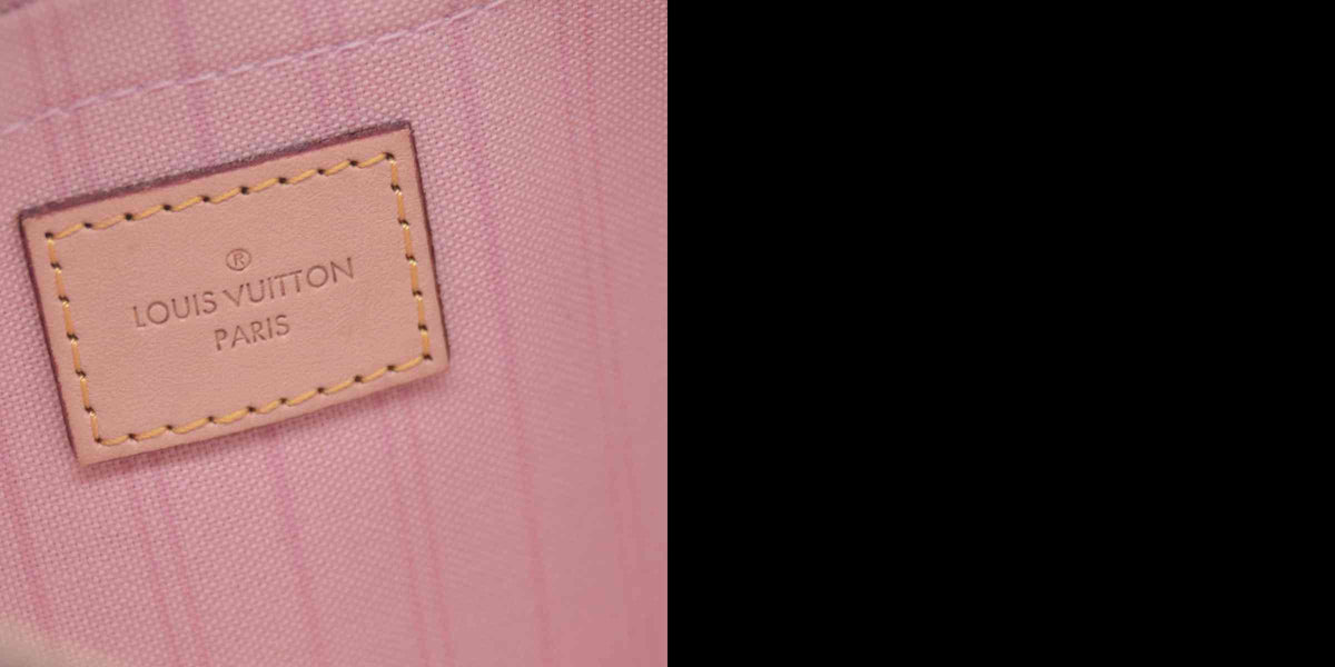 $2240 2018 Louis Vuitton Damier Azur Neverfull MM Rose Ballerine with Pouch 10021297