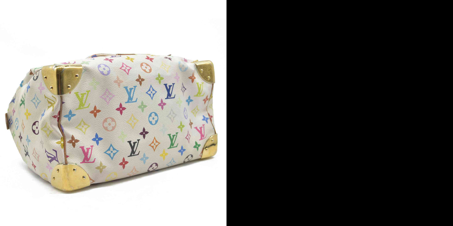 $3150 Louis Vuitton Monogram Multicolor Speedy 30 White 2004