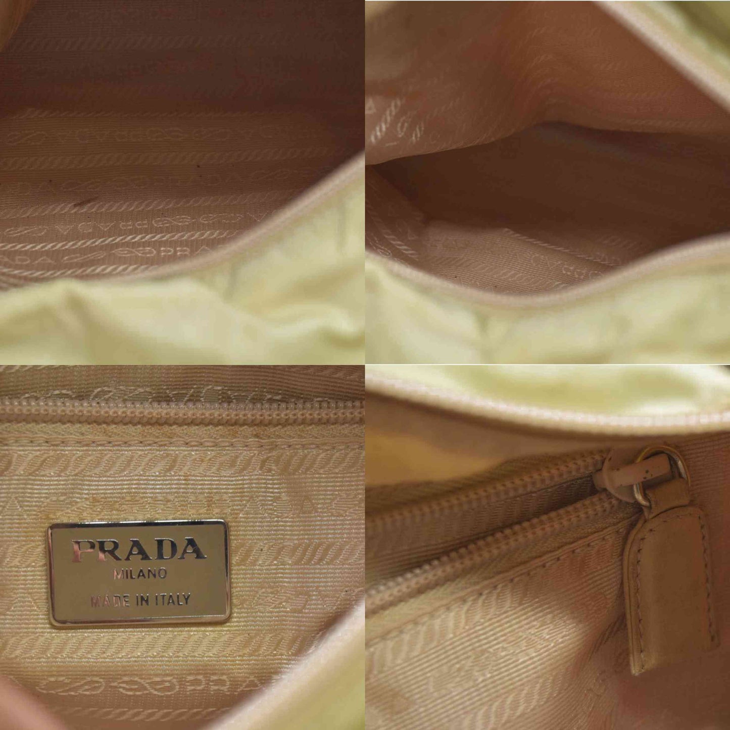 $2520 CONSIGNMENT PRADA Chain Shoulder Bag Nylon Beige