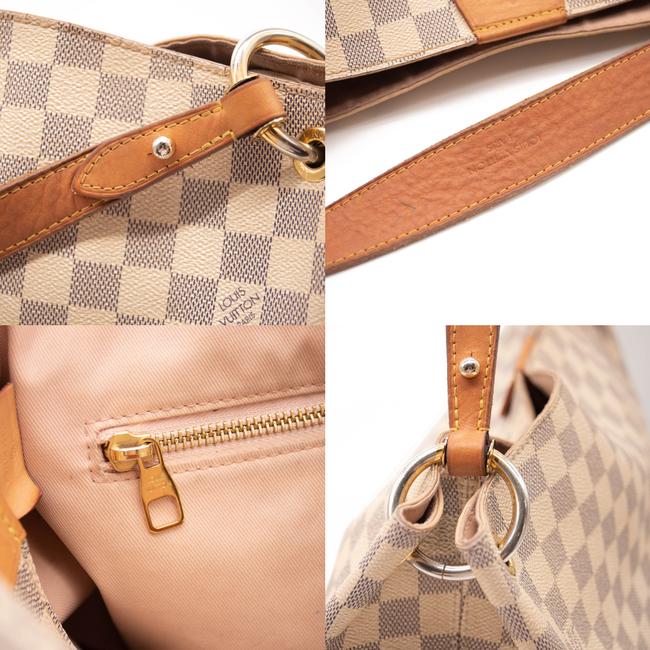 USED Louis Vuitton Graceful Mm Rose Ballerine White Damier Azur Canvas Tote